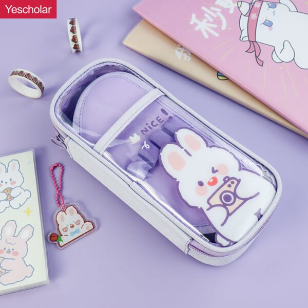 PVC+PU girly transparent large-capacity cute high-value japanese student pencil case YE7501
