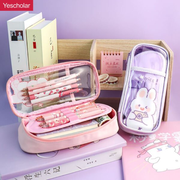 PVC+PU girly transparent large-capacity cute high-value japanese student pencil case YE7501