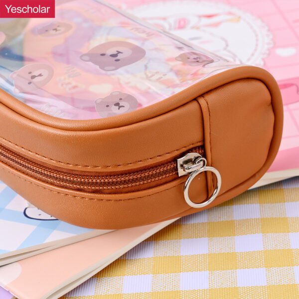 DM_20251020150337_001 Transparent PVC large soft capacity student cute simple cartoon pencil case YE7186+YE7180